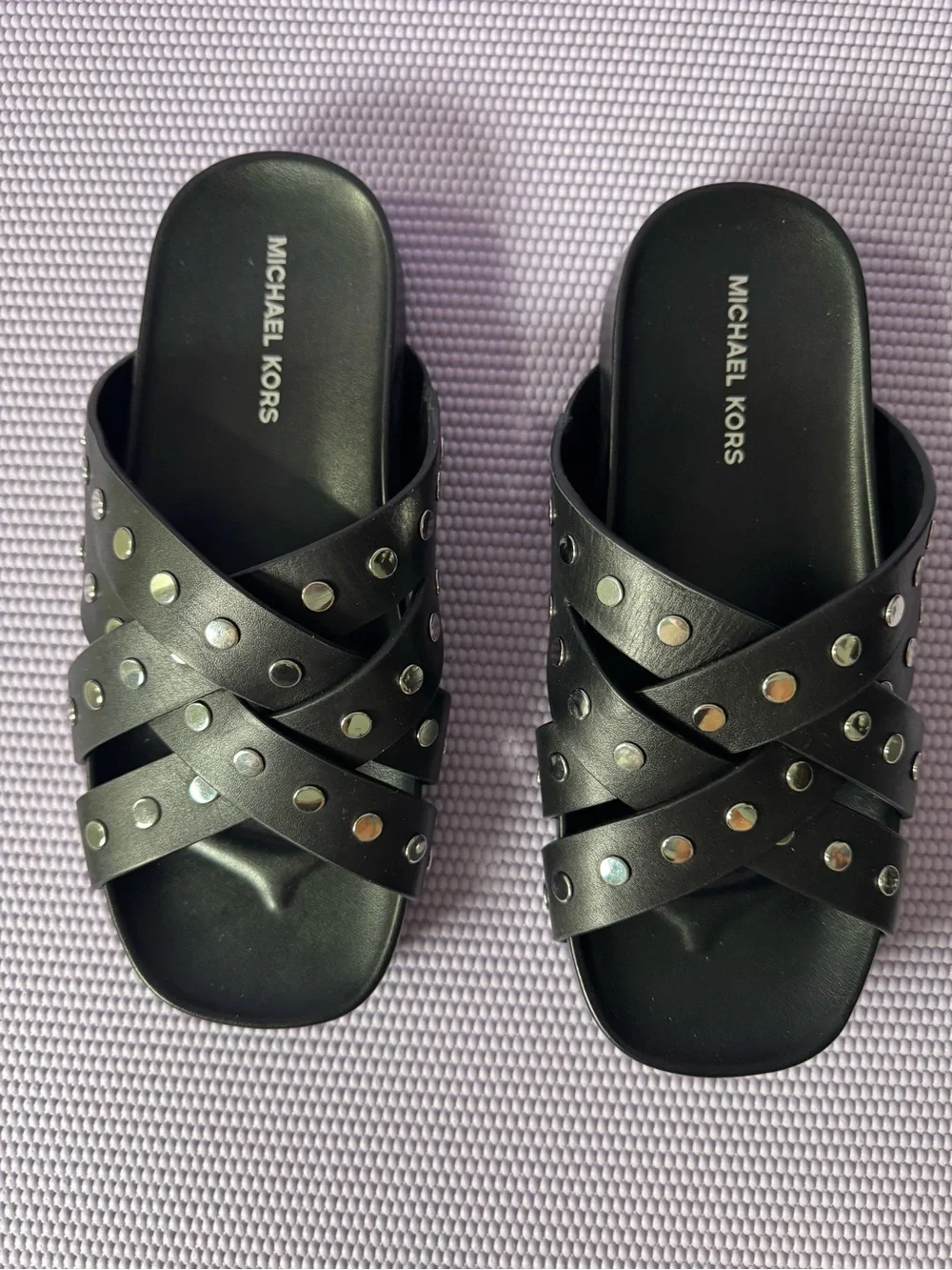 Michael Kors Irene Studded Leather Flat Sandal